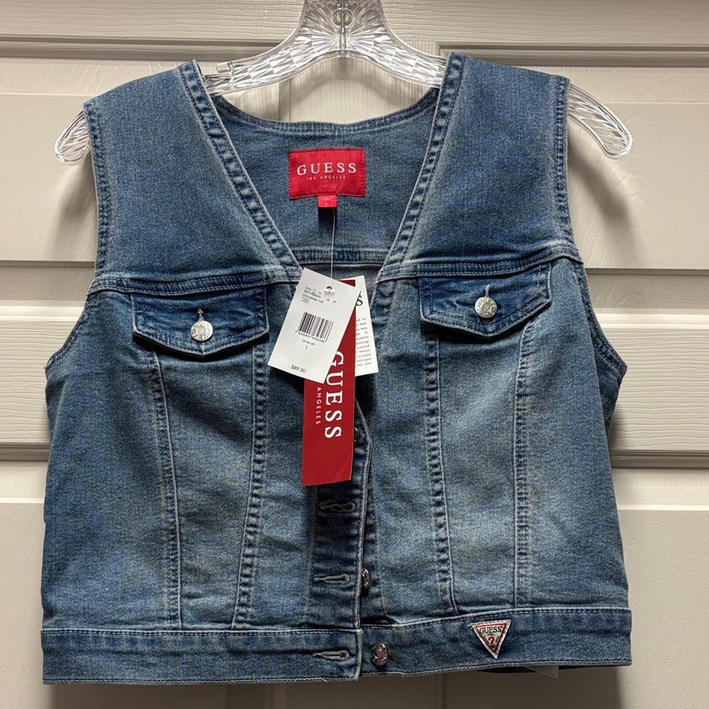 GUESS Classic Blue Denim Vest